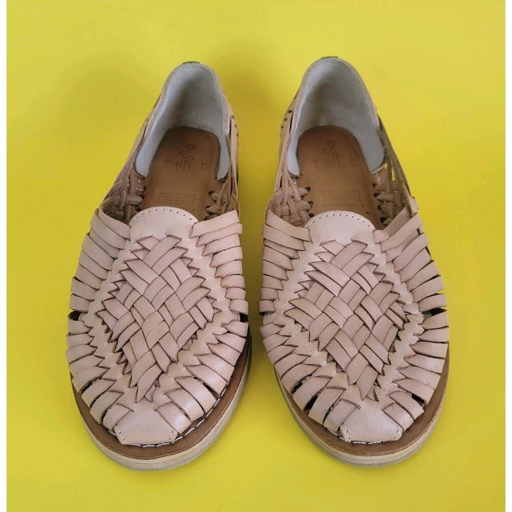 Sols Leather Huarache Sandals Women Ana 2.0  Tawney Birch Natural Size 7